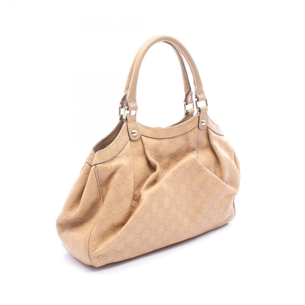 Gucci Beige Handbag Leather ssima Sukey Tan